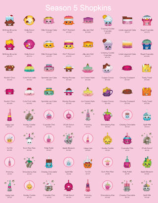 season 5 shopkins complete list - click for high resolution image