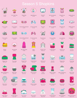Shopkins Season 5 complete list - click for large image
